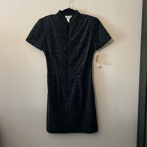 Vintage CDC petites vintage zip up black cheetah print dress